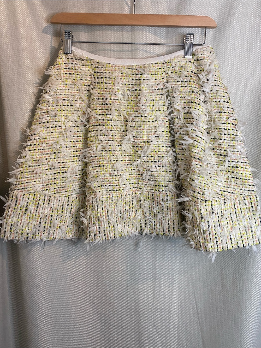 3.1 Phillip Lim Cream Tweed Fringe Skater Skirt